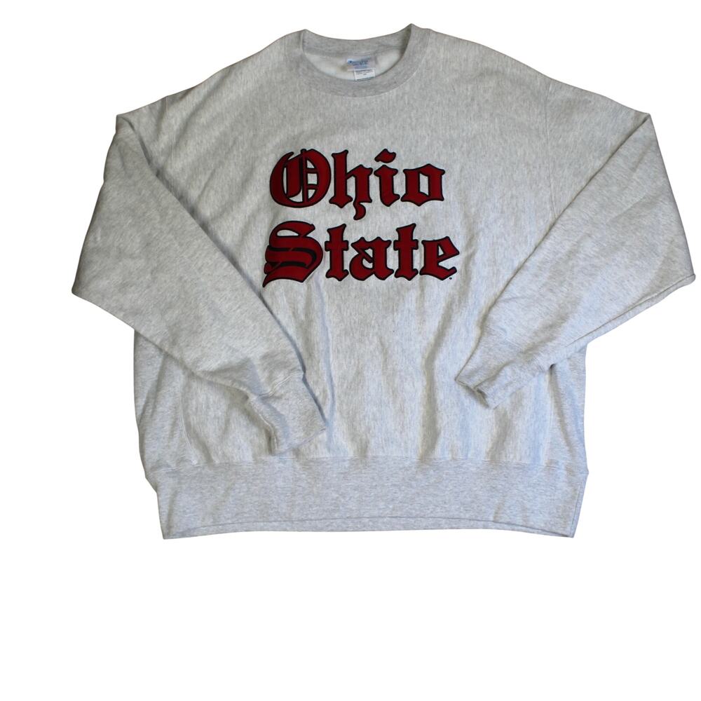 Ohio State Old English Champion Sweatshirt Reverse Weave Mens 2XL Gray Red